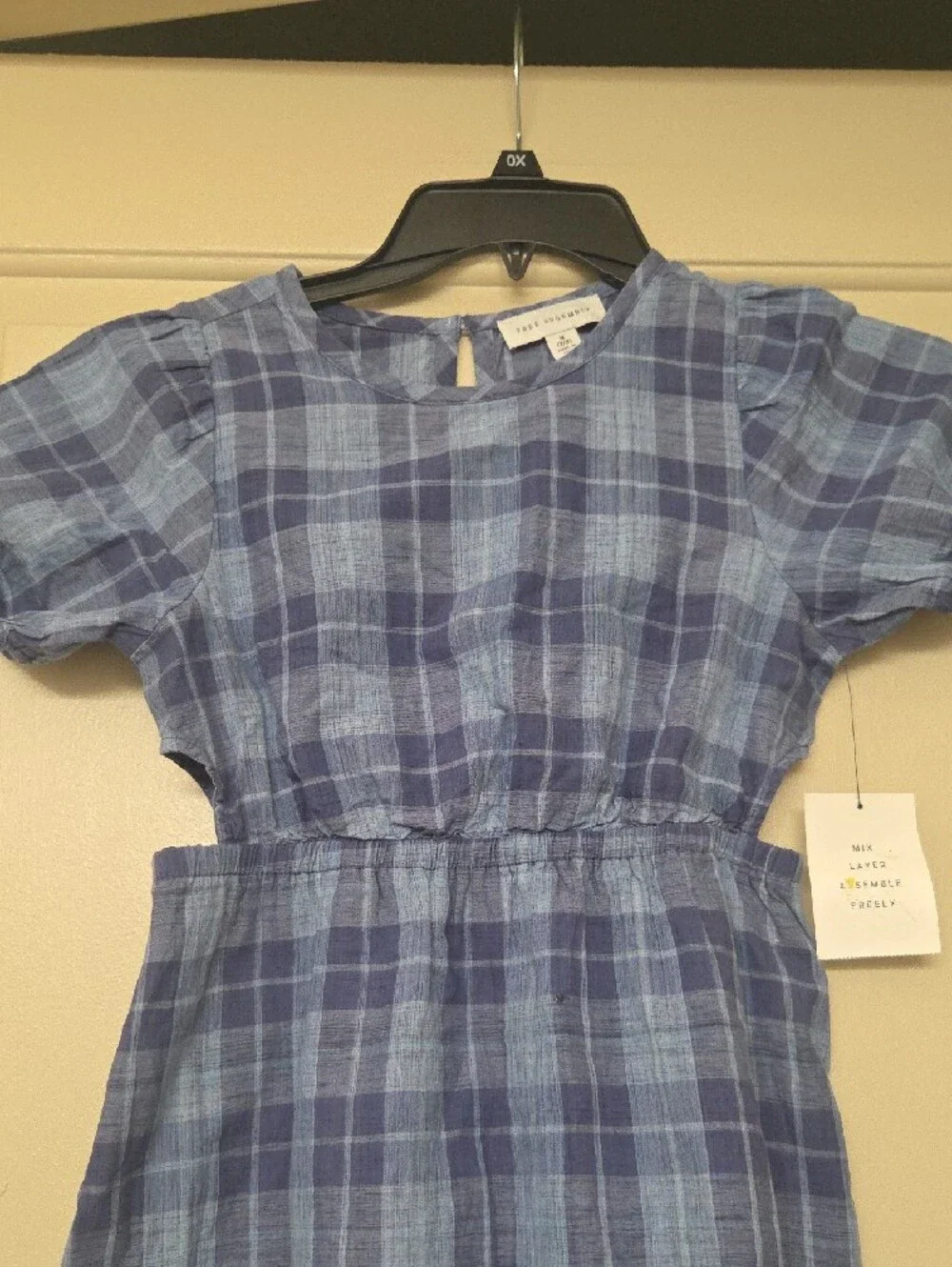 The Children's Place Blue Plaid Short-Sleeve Cotton Dress